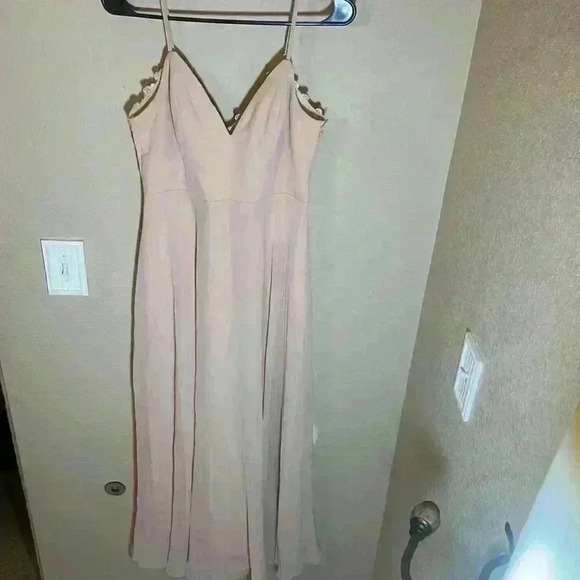 Lulus Romantic Ways Blush Pink Lace Button Back Maxi Dress size medium - Picture 5 of 11